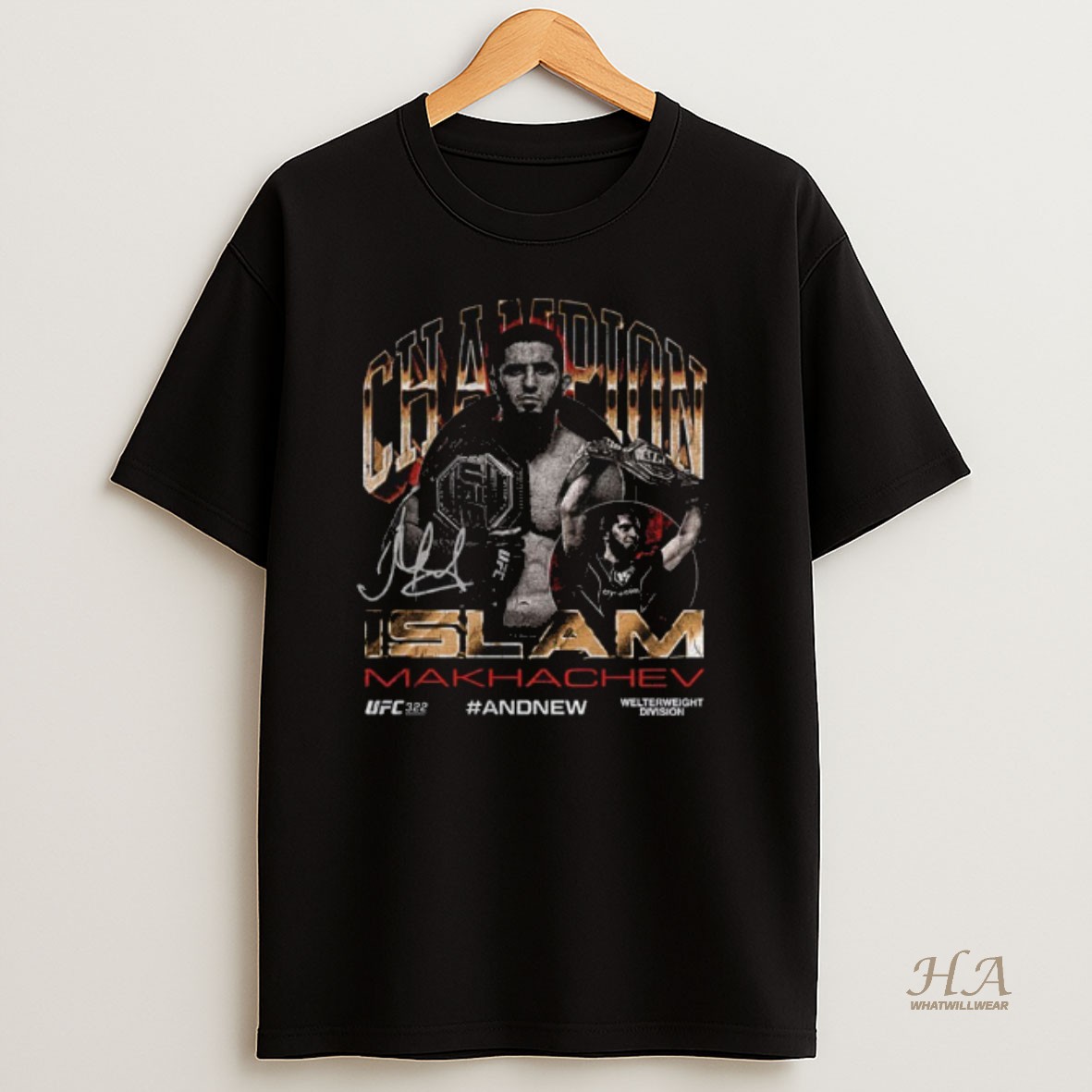 Official Islam Makhachev Ufc 322 Andnew Mens Welterweight Champion T Shirt