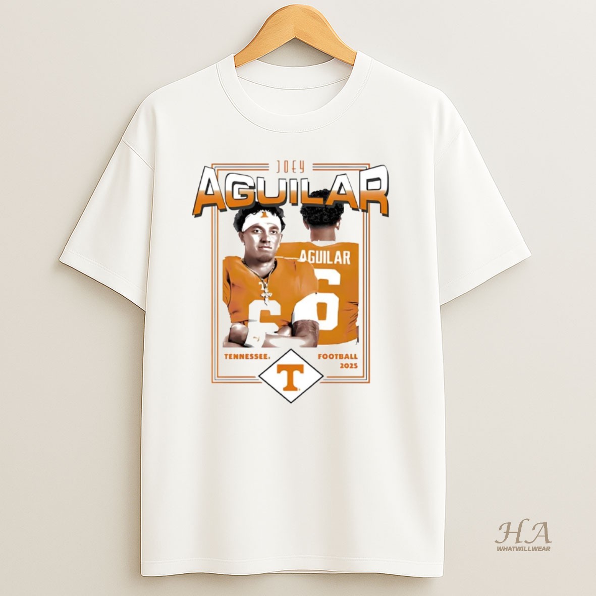 Official Joey Aguilar Illustrated 2025 Tennessee Volunteers T Shirt