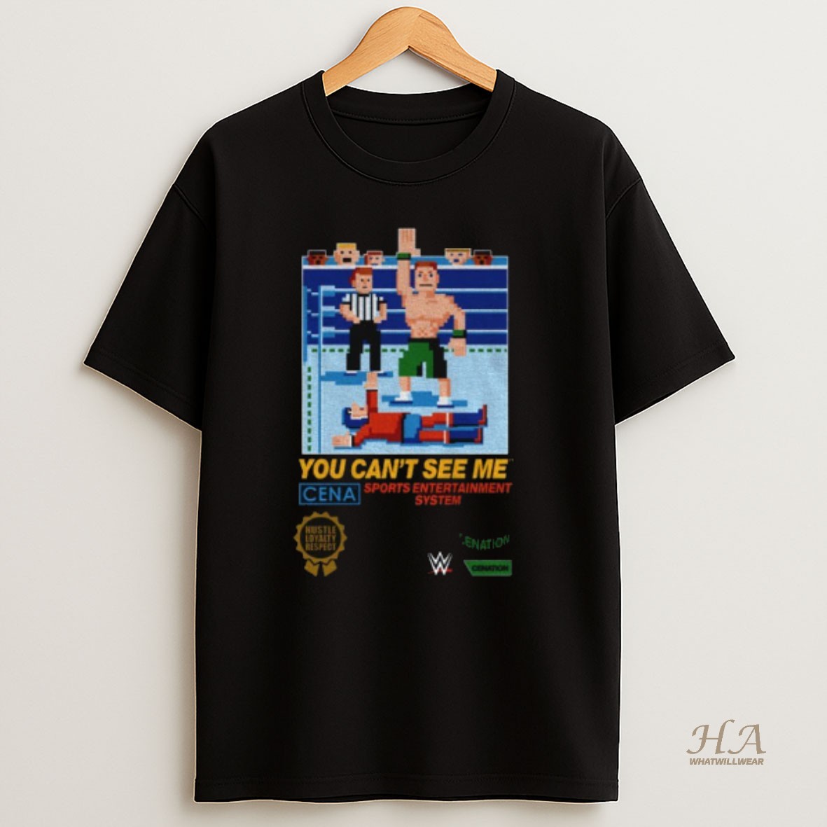 Official John Cena Retro 8 Bit Boxy You Cant See Me T Shirt