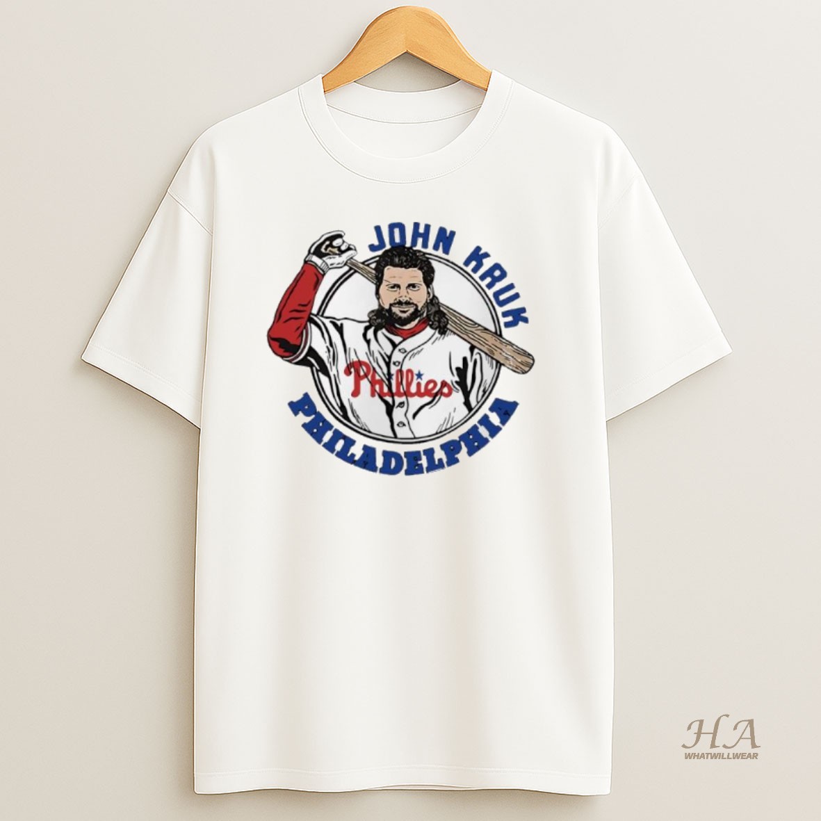 Official John Kruk Philadelphia Phillies Red Player Portrait Retro T Shirt