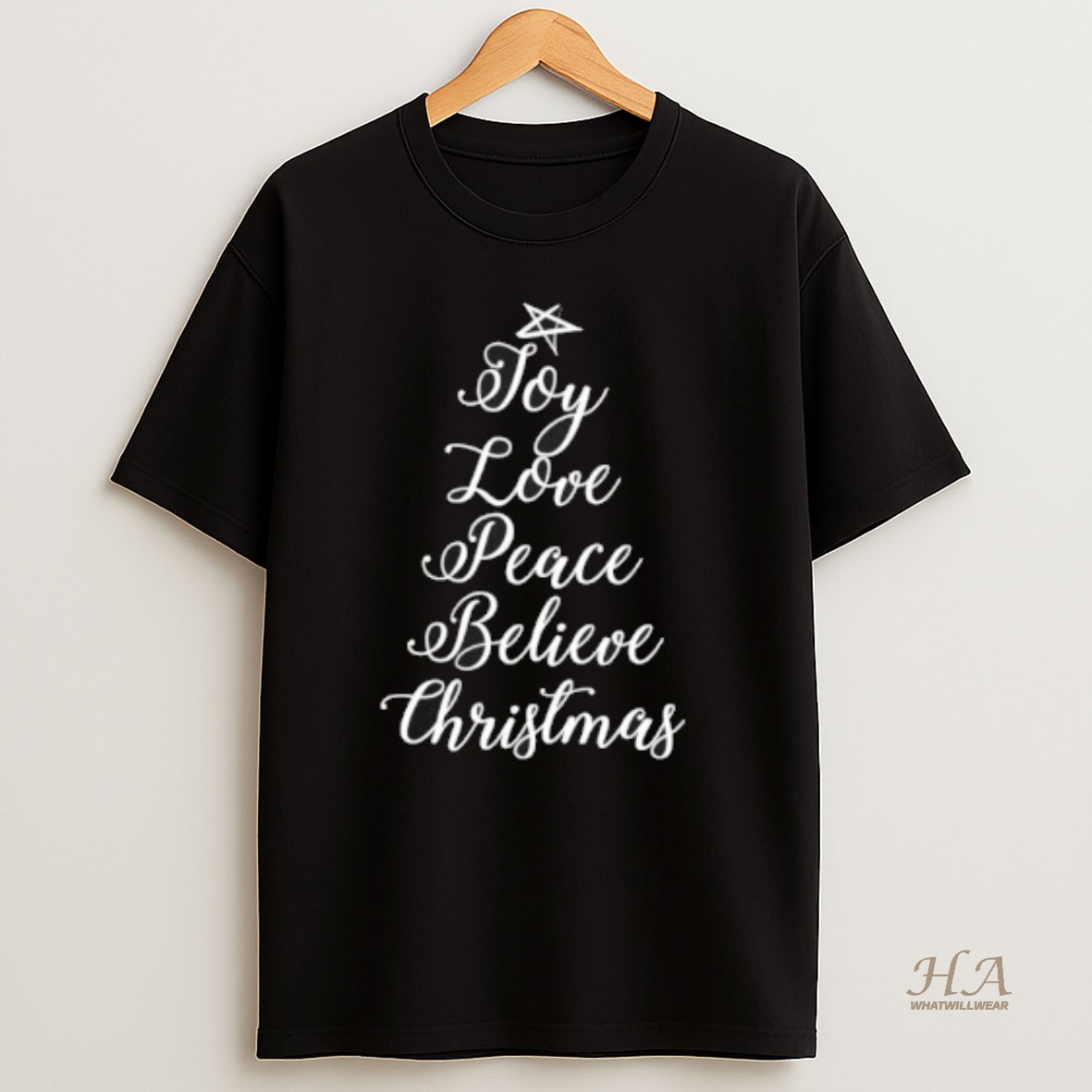 Official Joy Love Peace Believe Christmas Tree 2025 T Shirt
