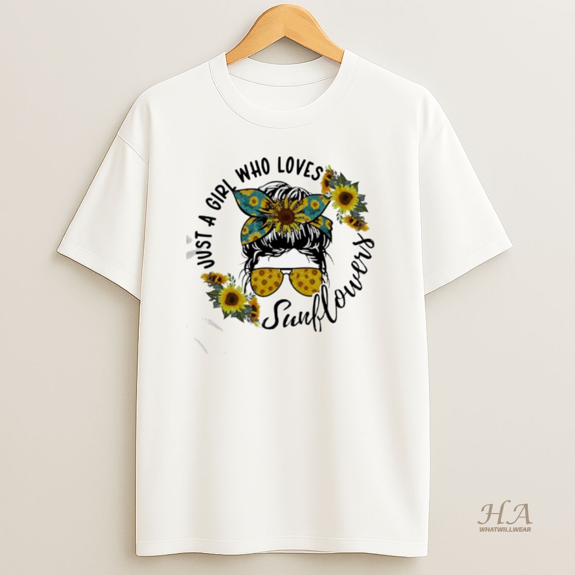 Official Just A Girl Who Loves Sunflower Messy Bun Life T Shirt