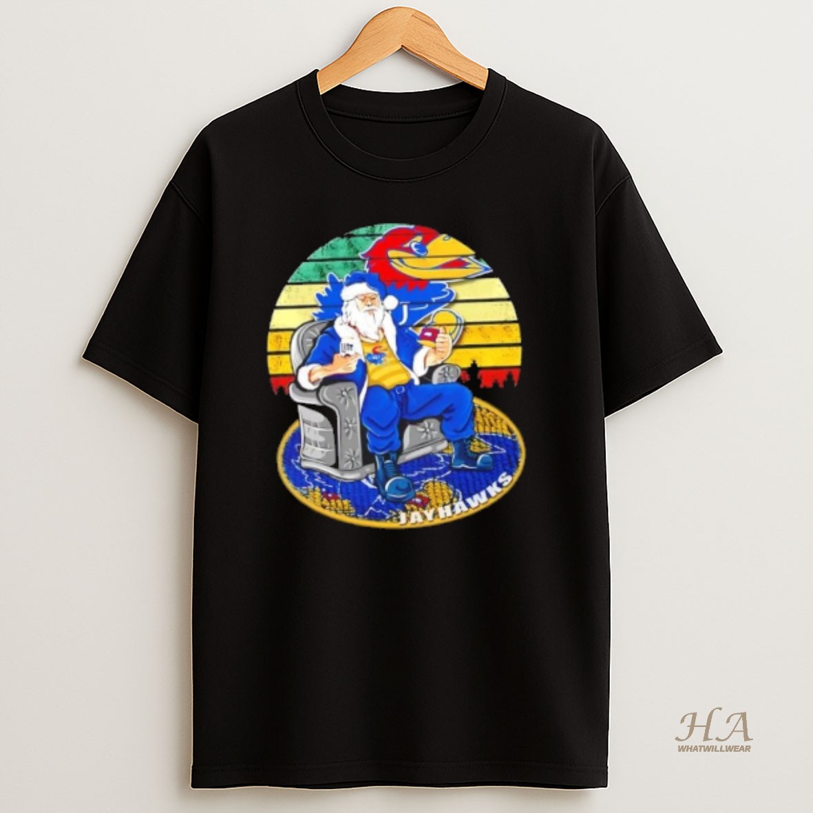 Official Kansas Jayhawks X Santa Claus Christmas Vintage Shirt
