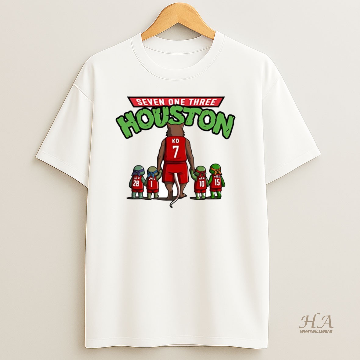 Official Kevin Durant Ninja Turtles Seven One Three Mr Kd Houston Rockets T Shirt