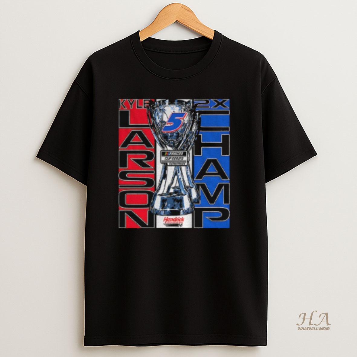Official Kyle Larson Hendrick Motorsports Team Collection 2025 Nascar Cup Series Champion Car Signature T Shirt