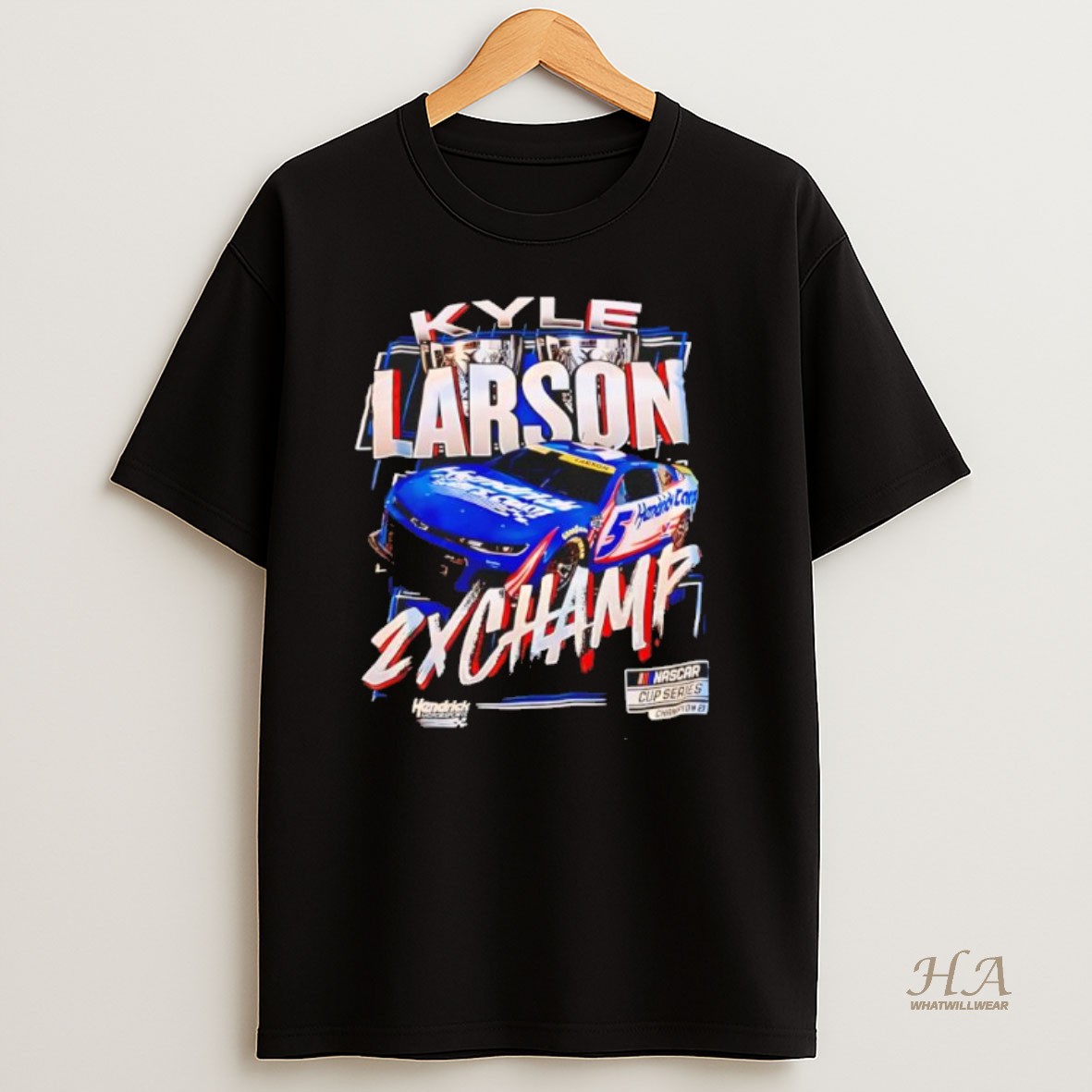 Official Kyle Larson Racing 2x Champ Graphic Black T Shirt