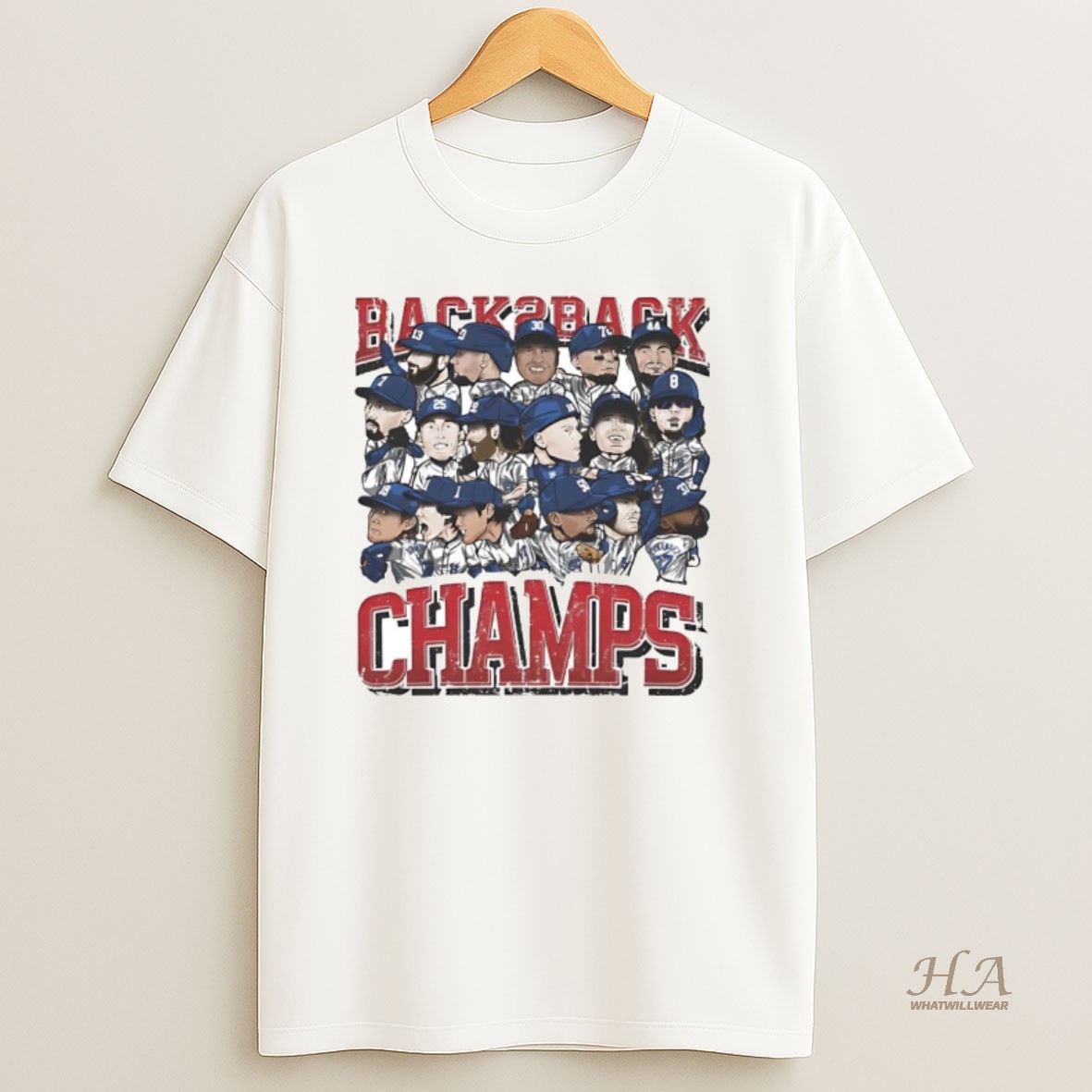 Official La Dodgers Back To Back Champs 2025 Caricature T Shirt