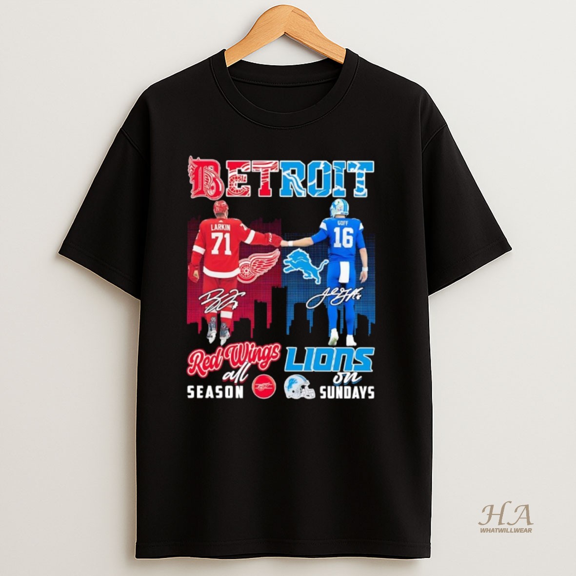 Official Larkin And Goff Detroit Red Wings All Season Detroit Lions On Sundays T Shirt