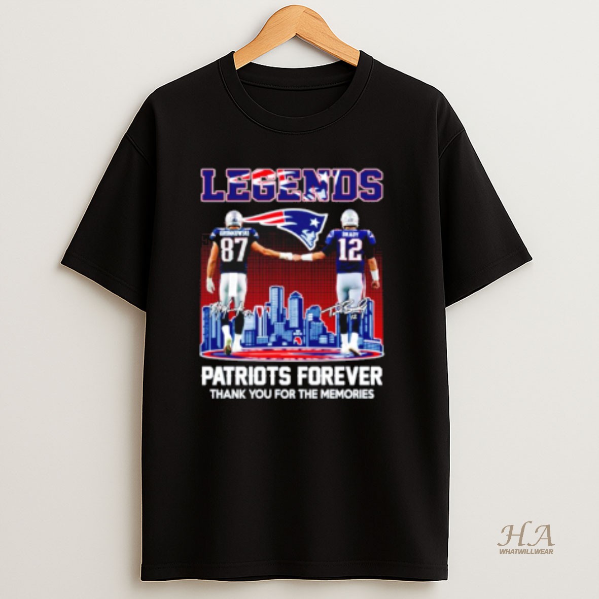 Official Legends New England Patriots Brady And Gronkowski 2025 City Skyline T Shirt
