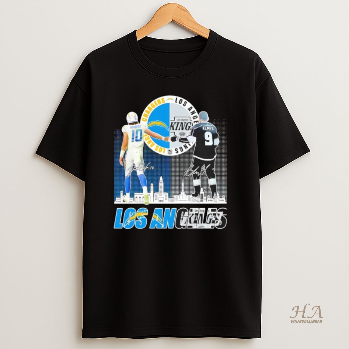 Official Los Angeles City Sports Herbert Chargers X Kempe Kings Skyline T Shirt