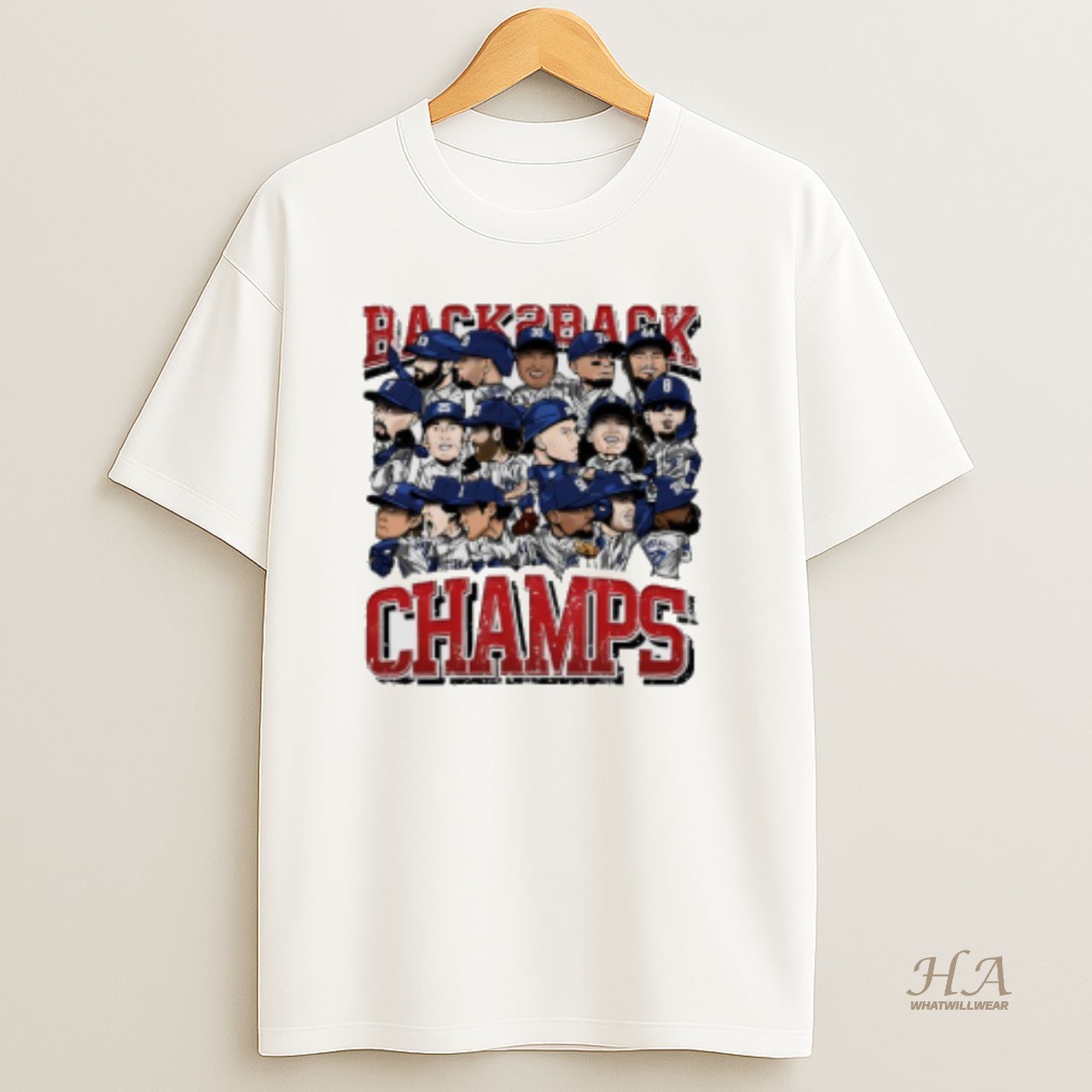 Official Los Angeles Dodgers 2025 Back 2 Back Champs Players Cartoon T Shirt