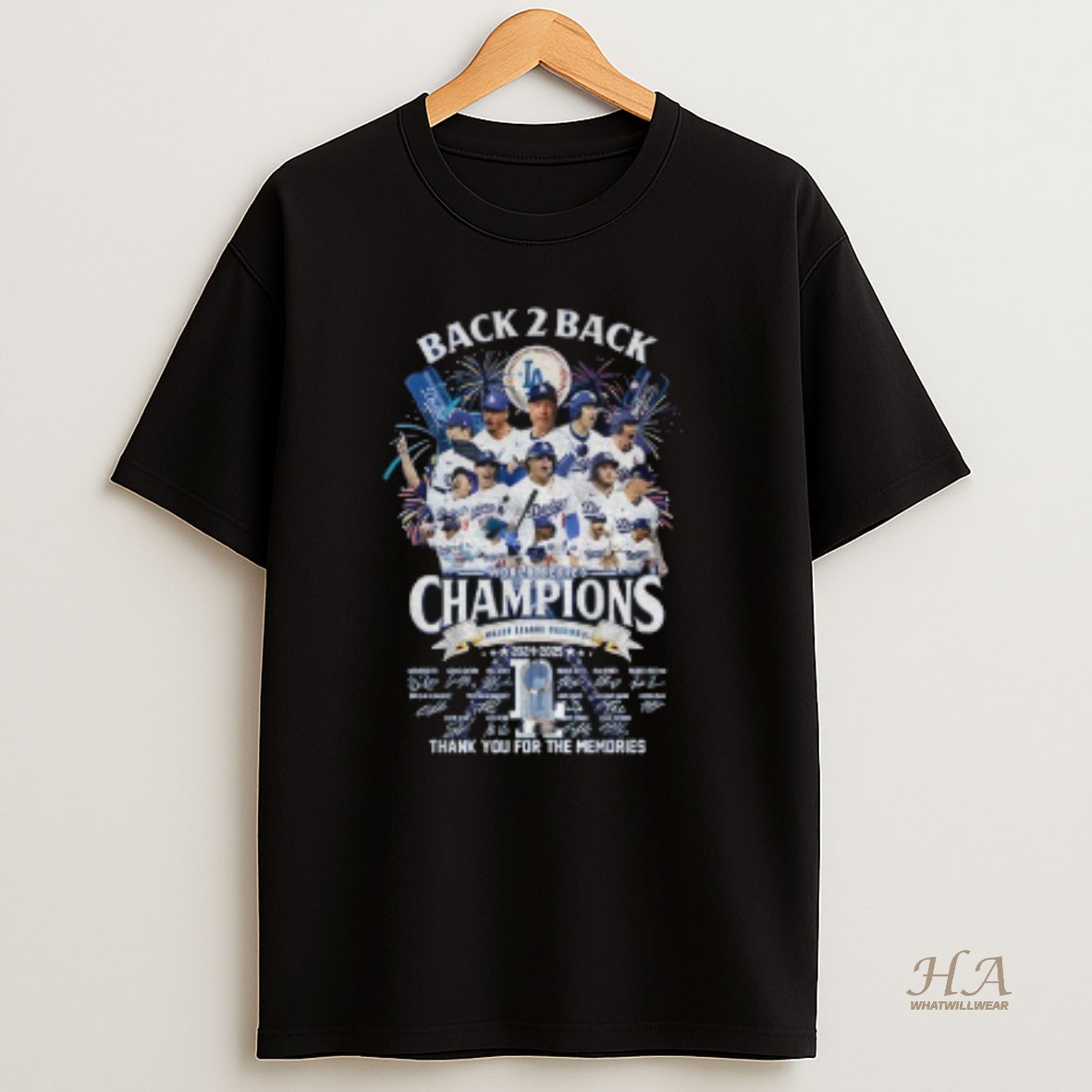 Official Los Angeles Dodgers Back 2 Back World Series Champions Thank You For The Memories Signatures T Shirt