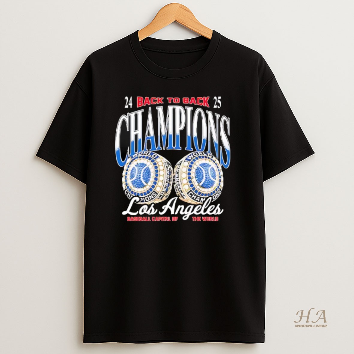 Official Los Angeles Dodgers Baseball Capital Of The World Back To Back Champions T Shirt