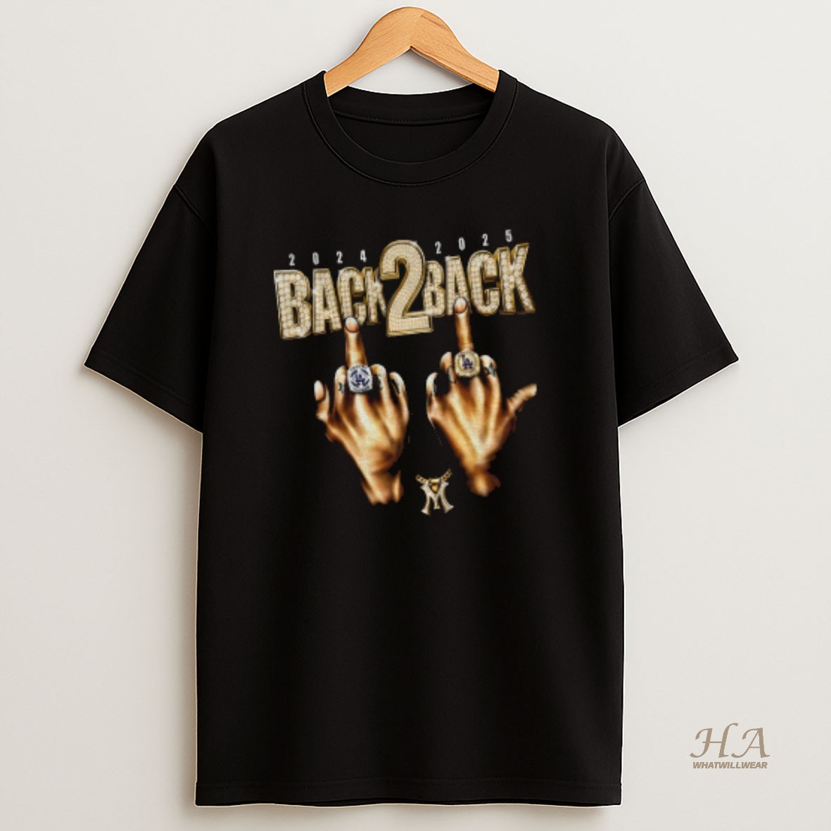 Official Los Angeles Dodgers Ring Middle Finger Back 2 Back Mlb Baseball 2025 World Series T Shirt