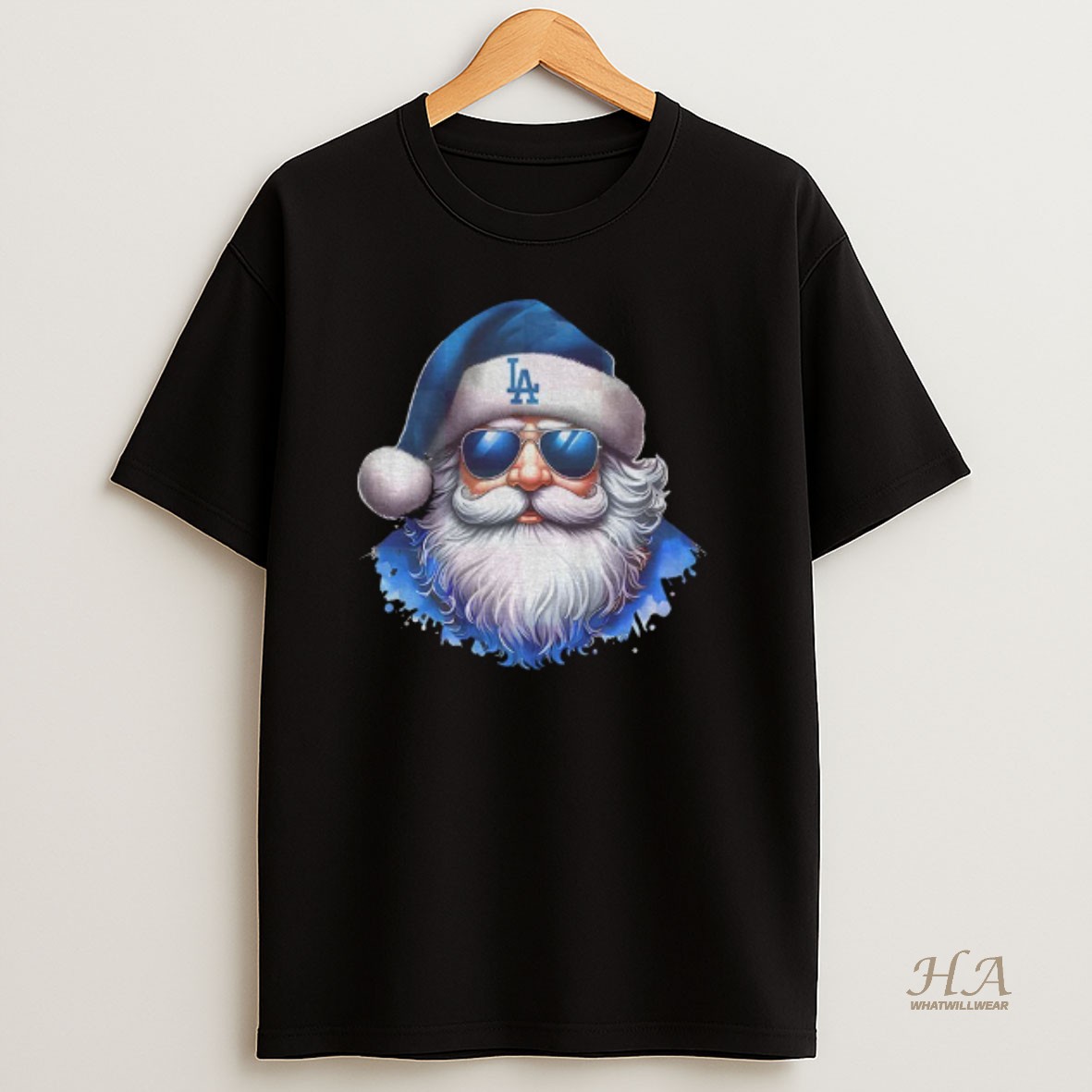 Official Los Angeles Dogers Baseball Santa Christmas T Shirt