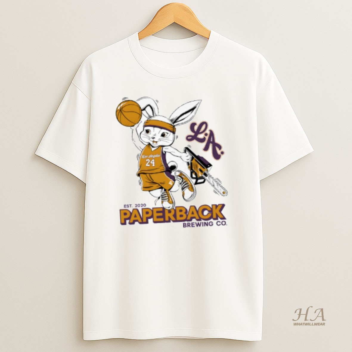 Official Los Angeles Lakers Paperback Brewing Co T Shirt