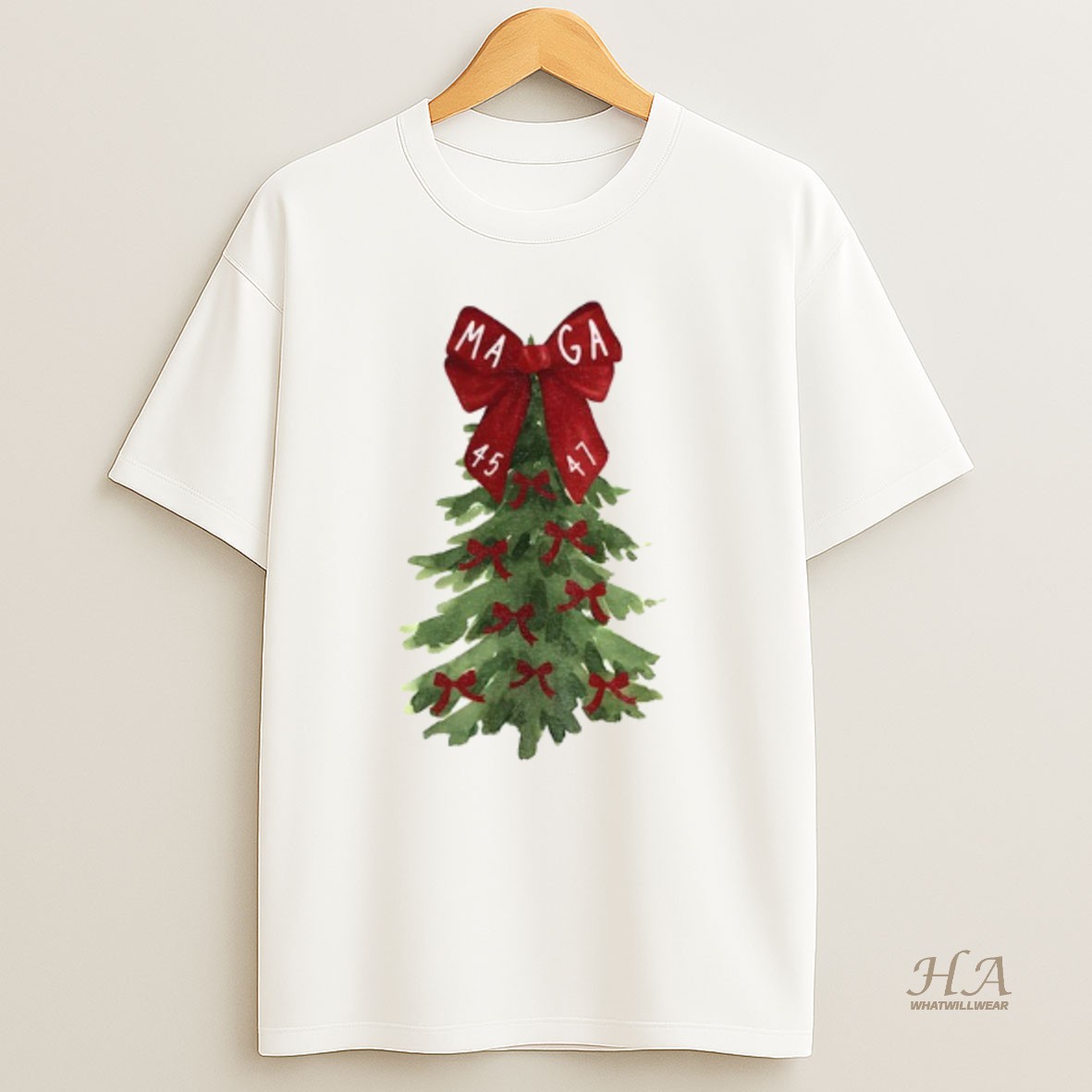 Official Maga 45 47 Trump Christmas Tree Merry Xmas T Shirt