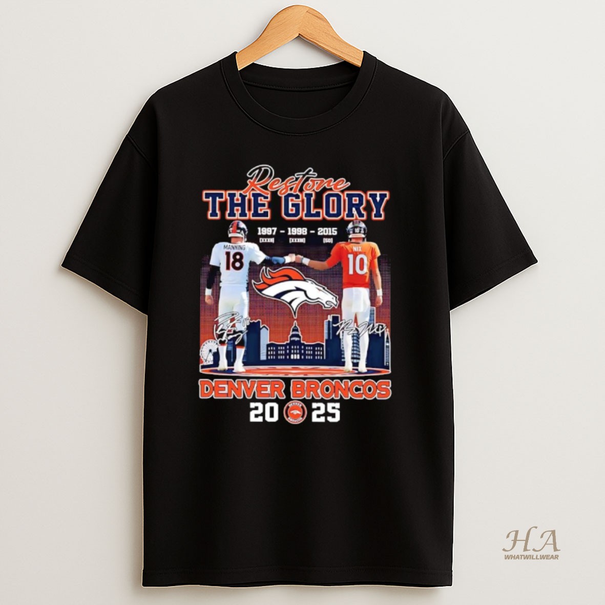 Official Manning And Nix Restore The Glory Denver Broncos 2025 T Shirt