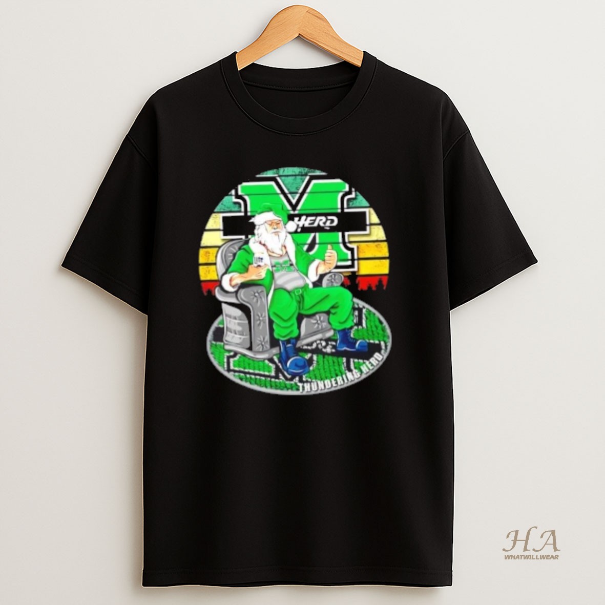 Official Marshall Thundering Herd X Santa Claus Christmas Vintage Shirt