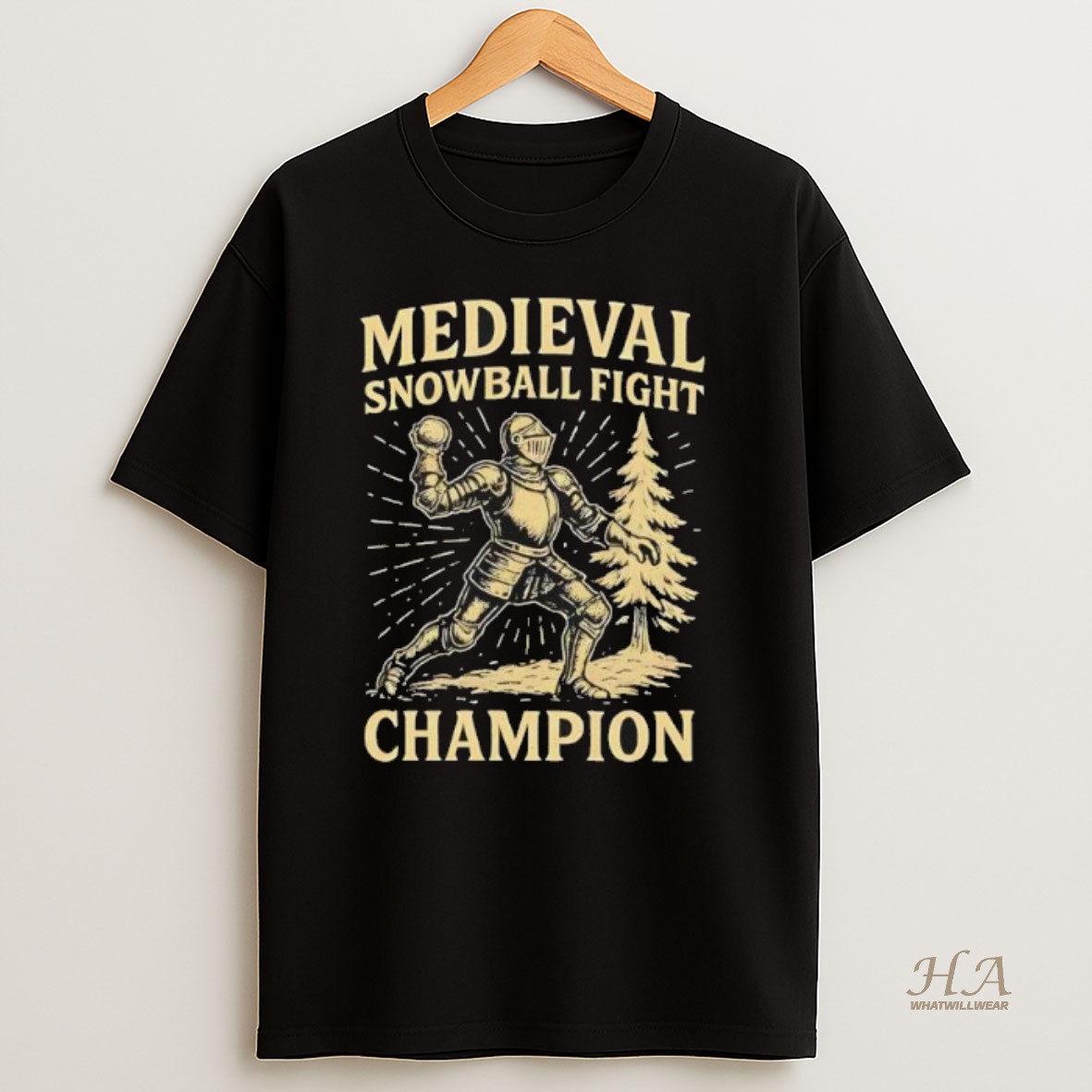 Official Medieval Snowball Fight Champion Knight Christmas Black T Shirt