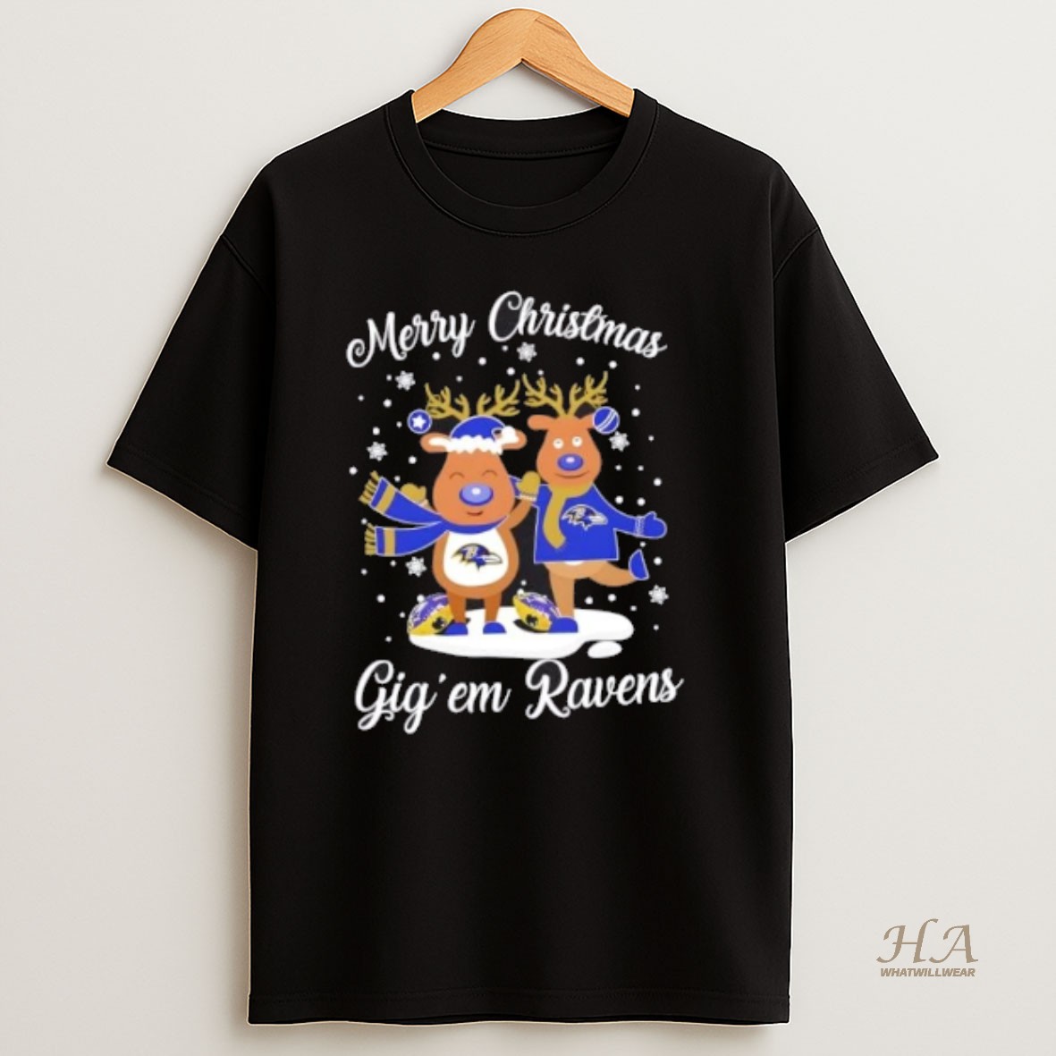 Official Merry Christmas Gig Em Baltimore Ravens Football T Shirt