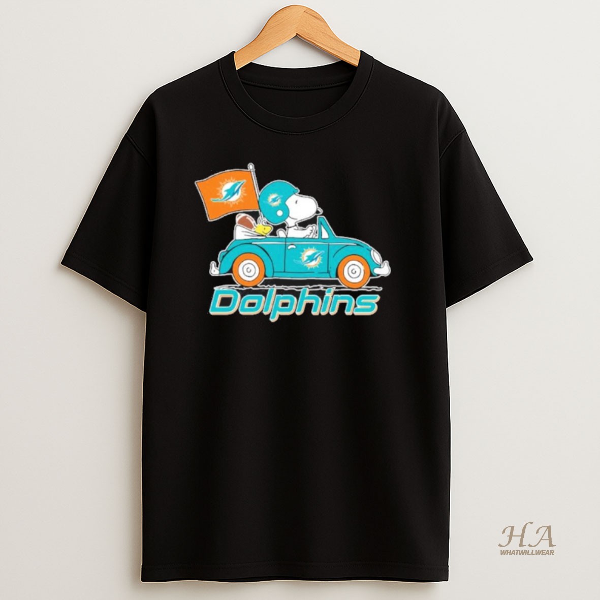 Official Miami Dolphins Football X Snoopy Drive Car T Shirt