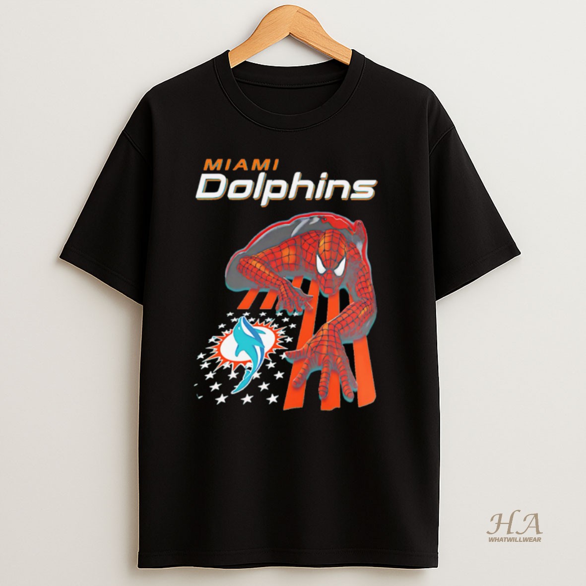 Official Miami Dolphins Spiderman America Flag Shirt