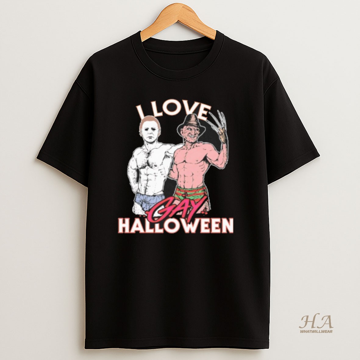 Official Michael Myers And Freddy Krueger I Love Gay Halloween Shirt