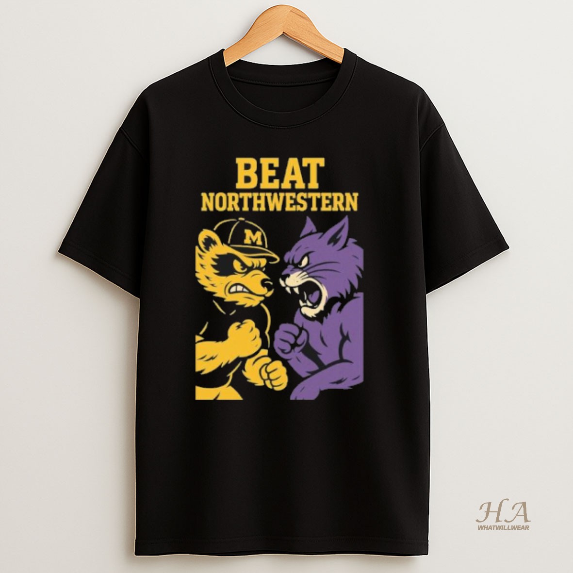 Official Michigan Wolverine Mascot Beat Northwestern Wildcats 2025 Rivalry T Shirt