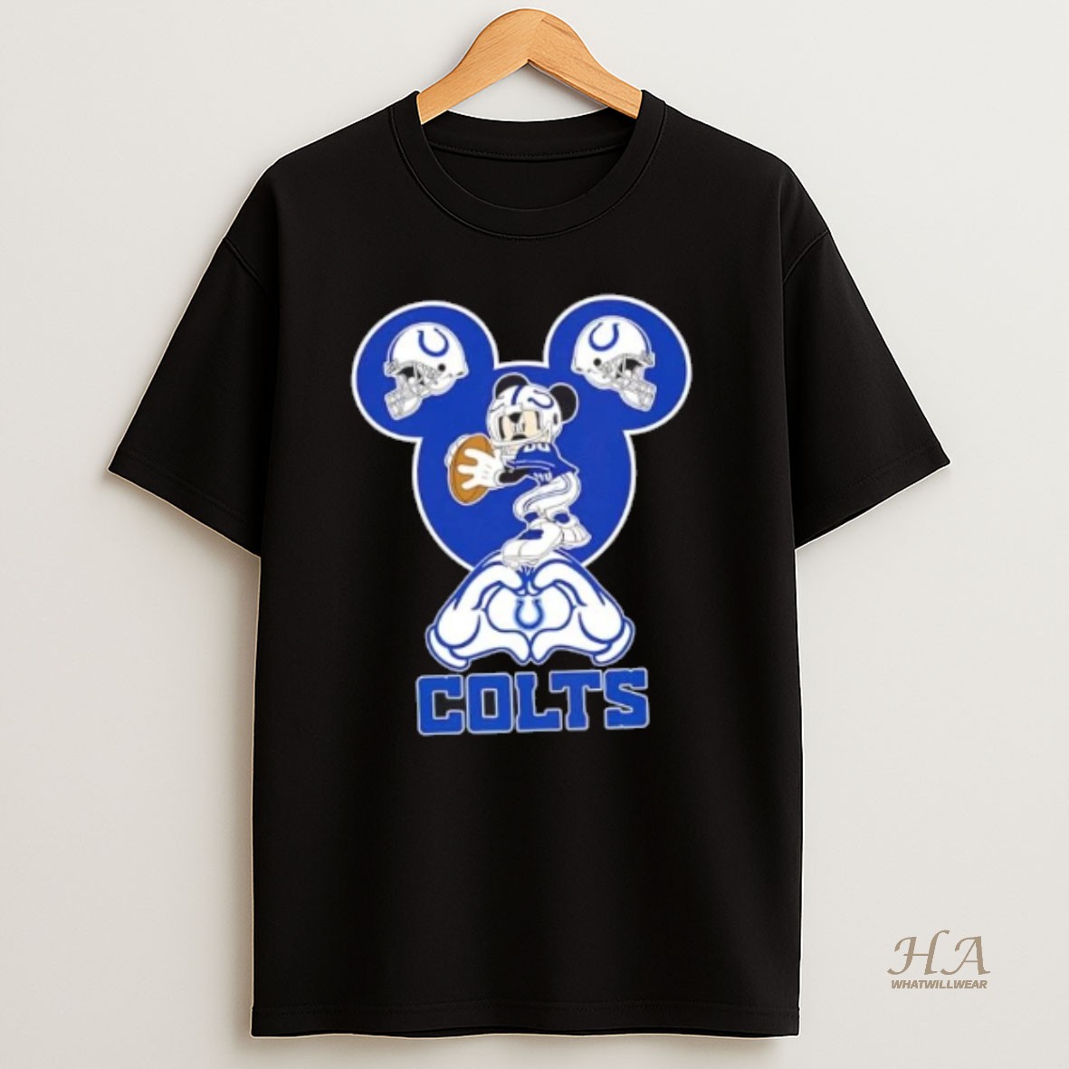 Official Mickey Hands Heart Love Indianapolis Colts Football T Shirt