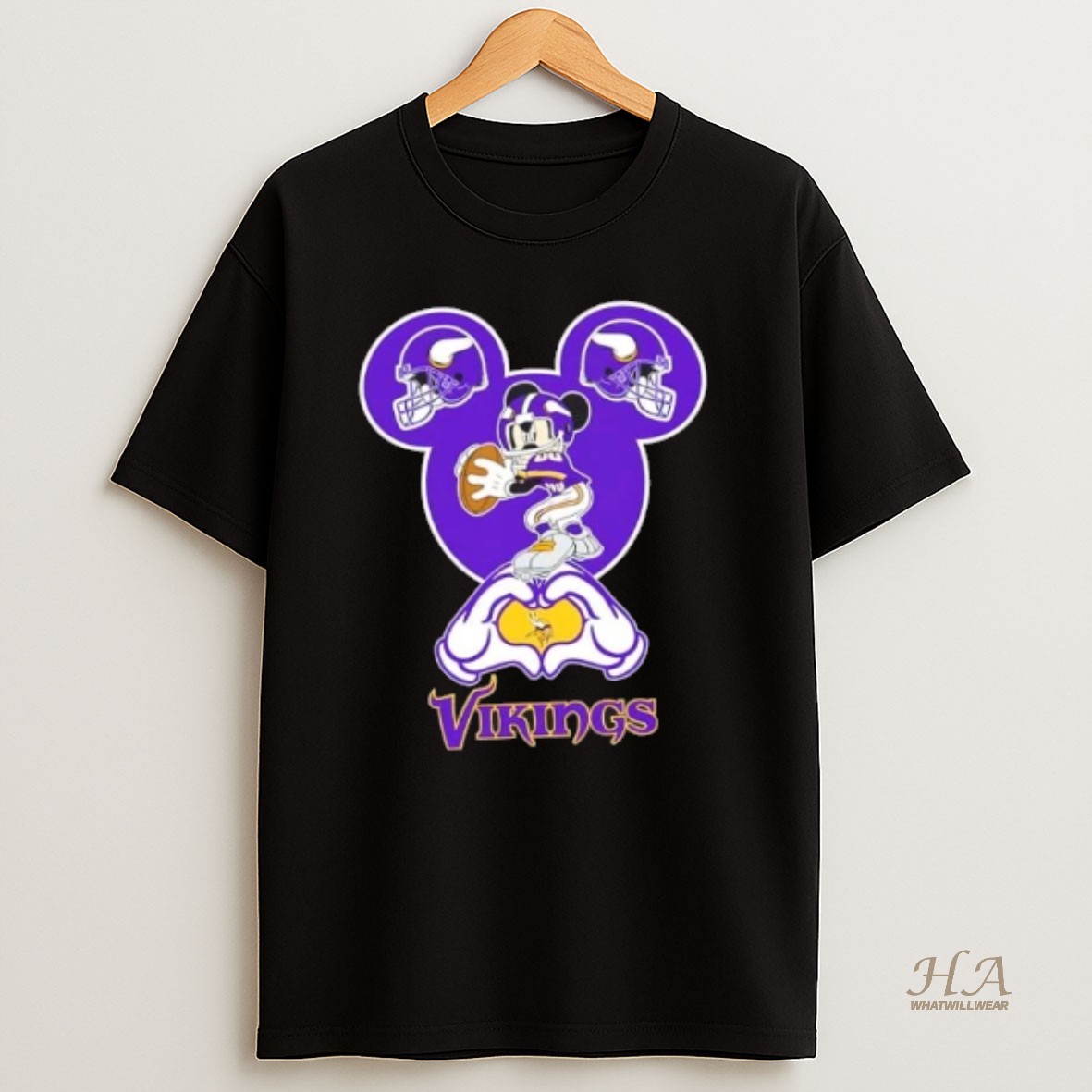 Official Mickey Hands Heart Love Minnesota Vikings Football T Shirt