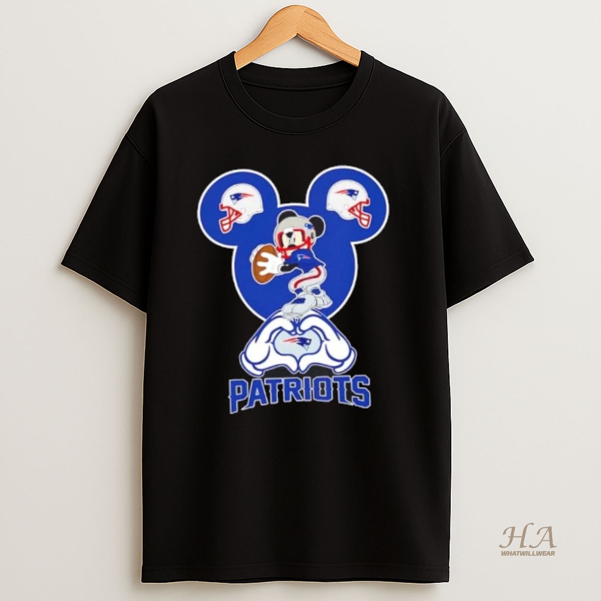 Official Mickey Hands Heart Love New England Patriots Football T Shirt