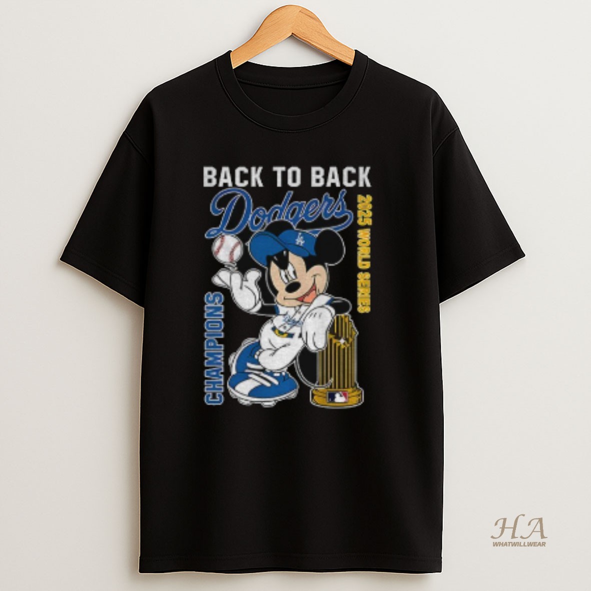 Official Mickey X Los Angeles Dodgers Back To Back 2025 World Series Champions Mlb T Shirt