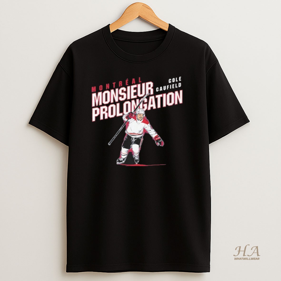 Official Montreal Canadiens Cole Caufield Monsieur Prolongation T Shirt