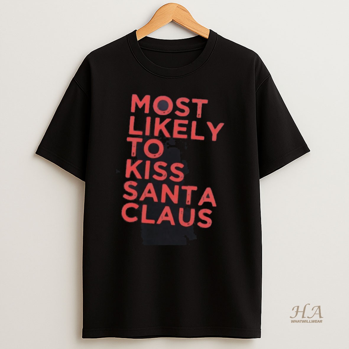 Official Most Likely To Kiss Santa Claus Christmas T Shirt