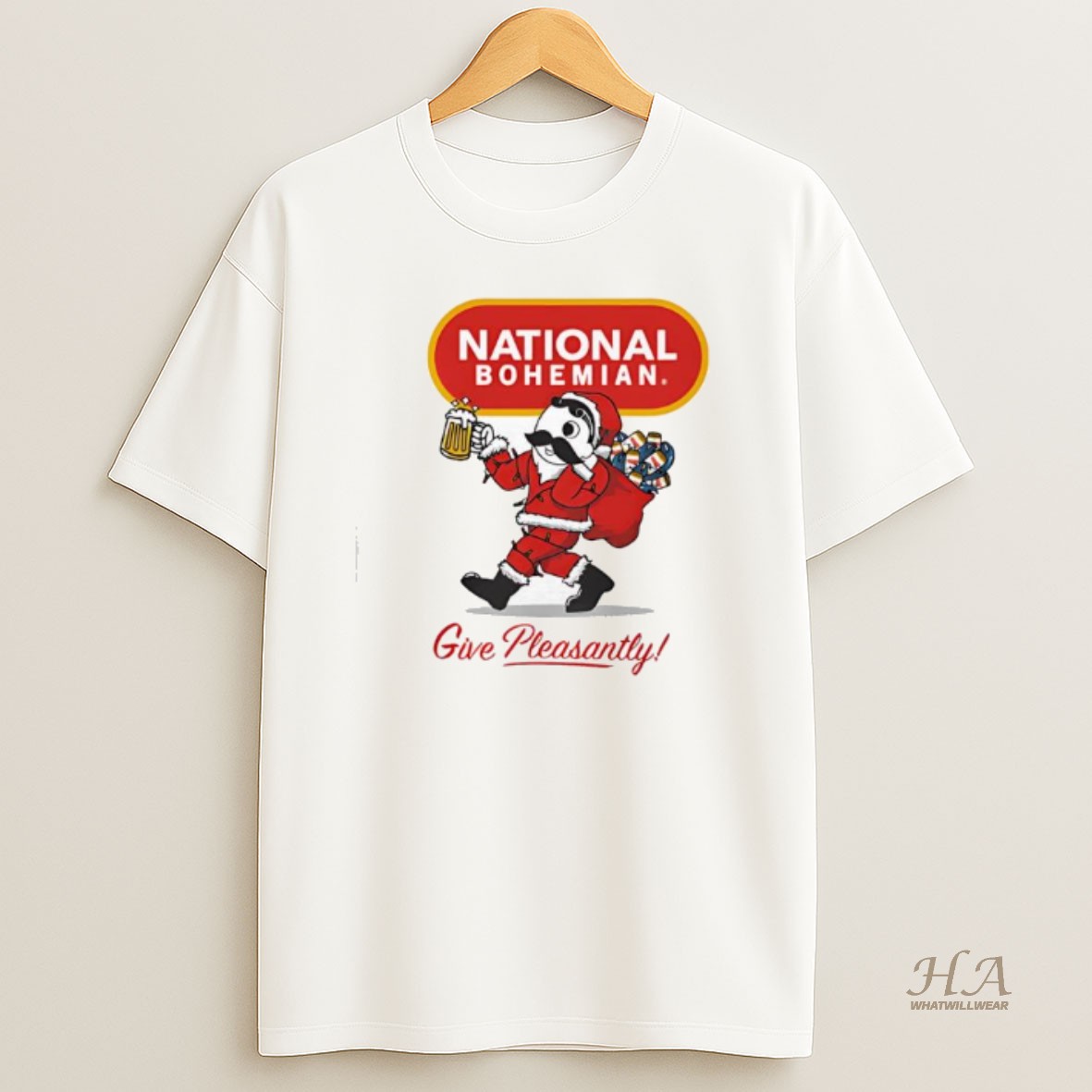 Official National Bohemian Give Pleasantly Christmas T Shirt