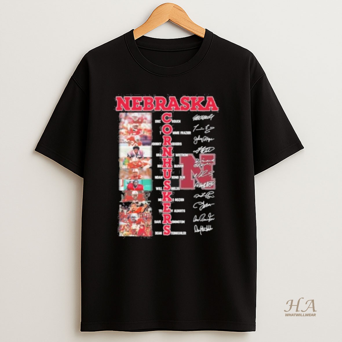 Official Nebraska Cornhuskers Football Legends Players Signatures T Shirt