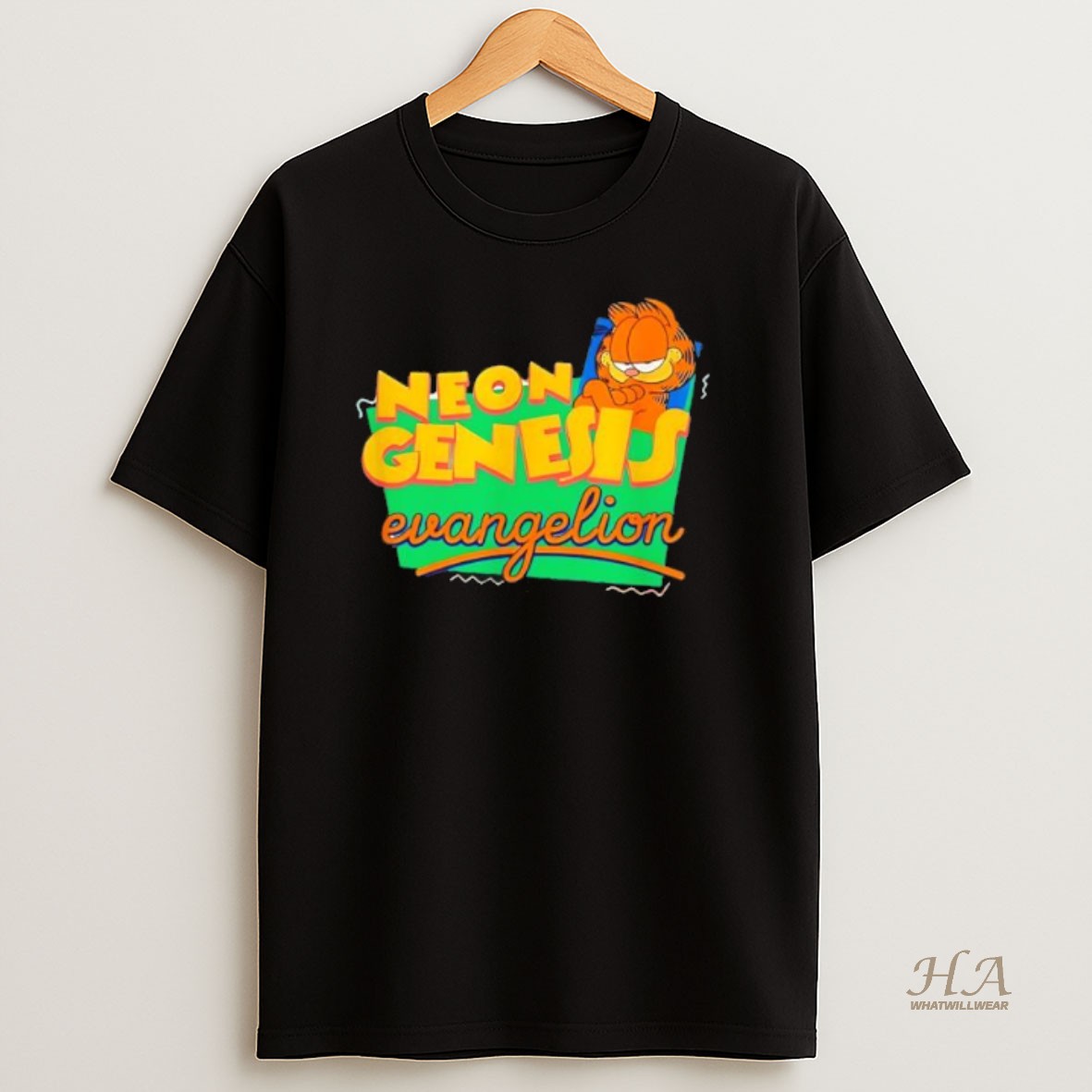 Official Neon Genesis Evangelion The Orange Cat Black T Shirt