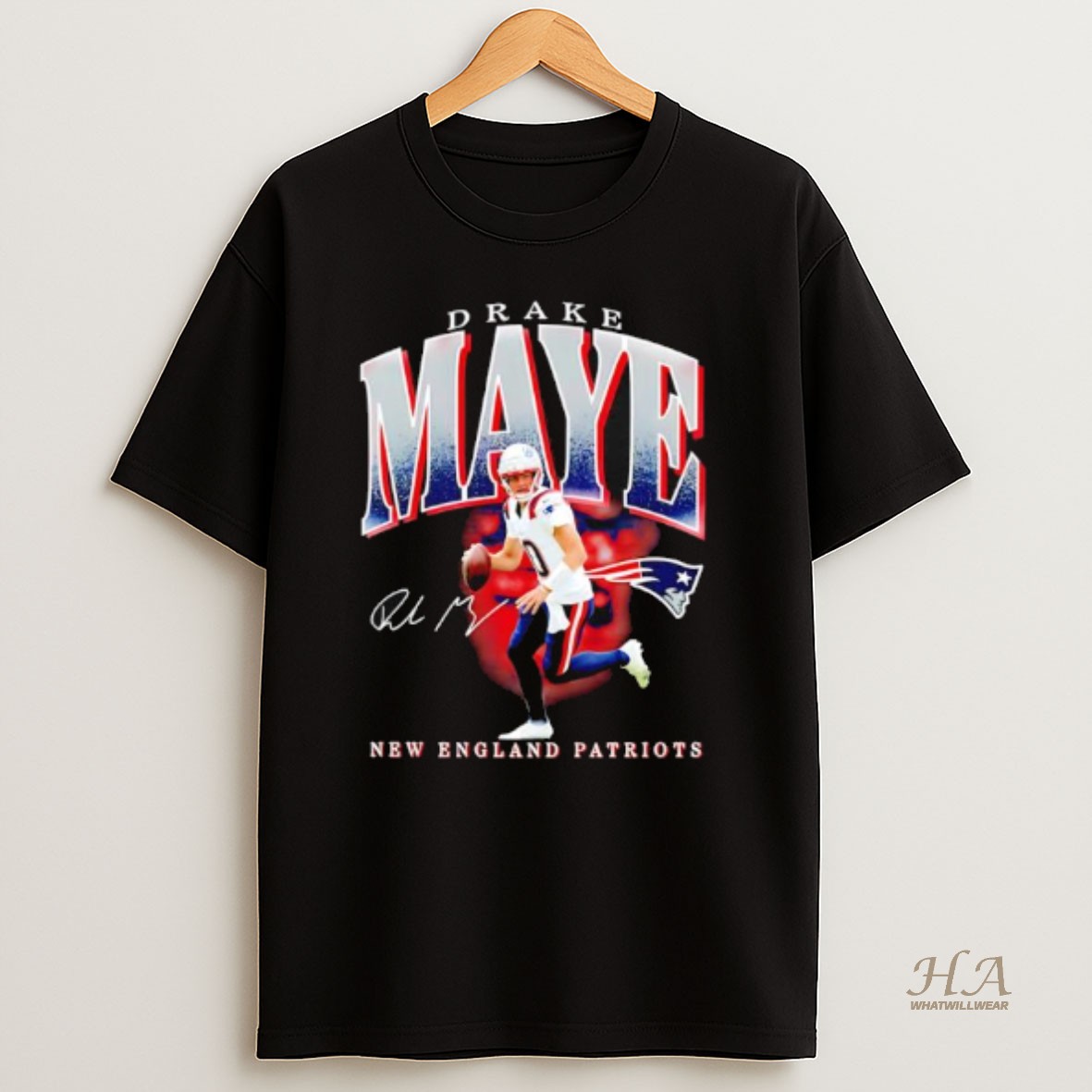 Official New England Patriots Drake Maye Signature Player Hype T Shirt