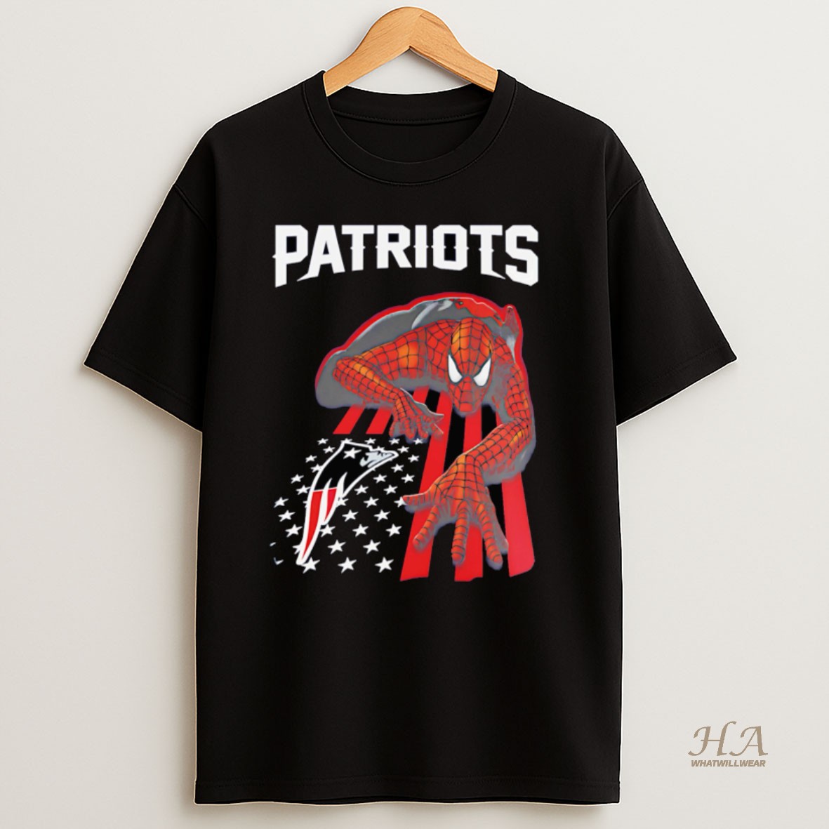 Official New England Patriots Spiderman America Flag Shirt