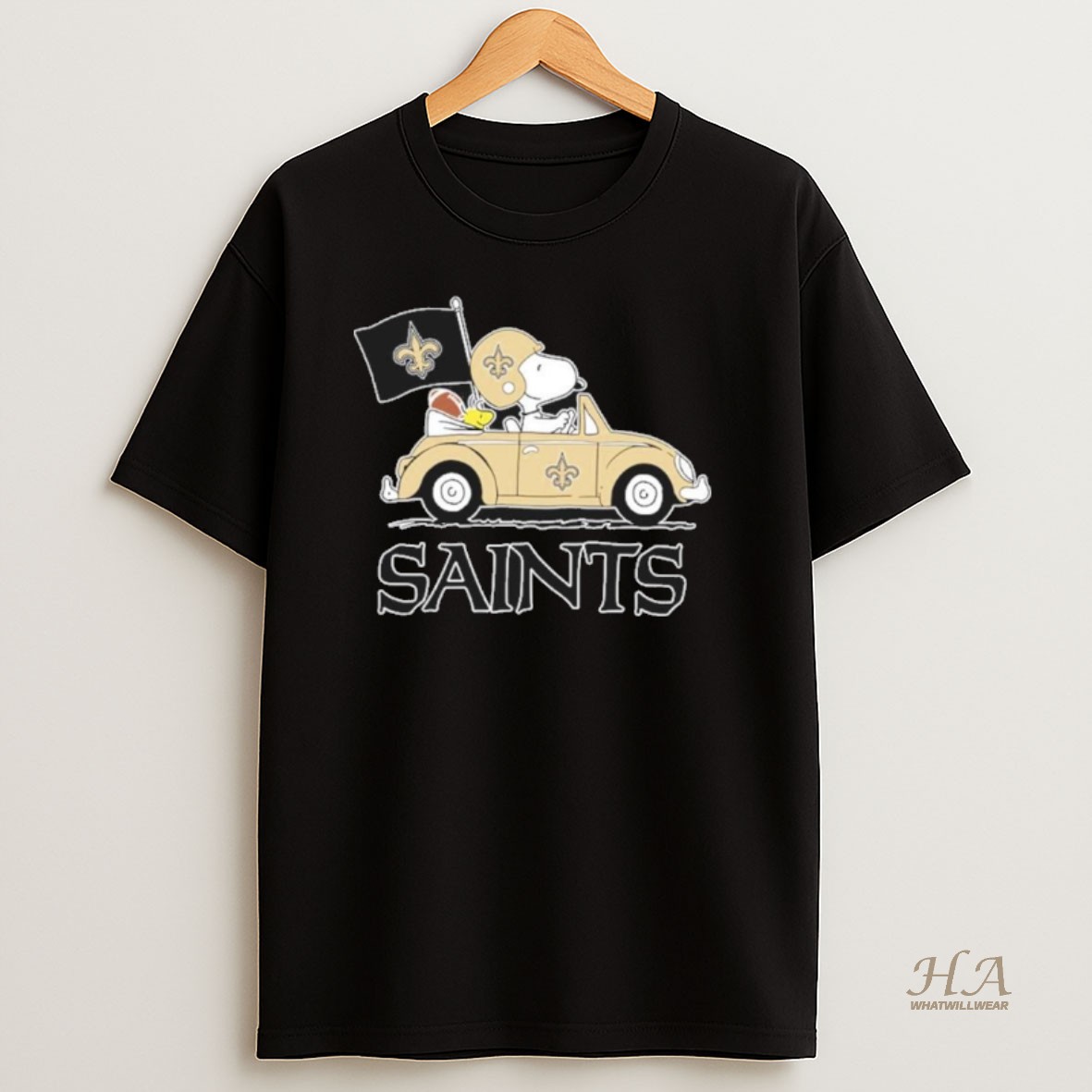 Official New Orleans Saints Football X Snoopy Drive Car T Shirt