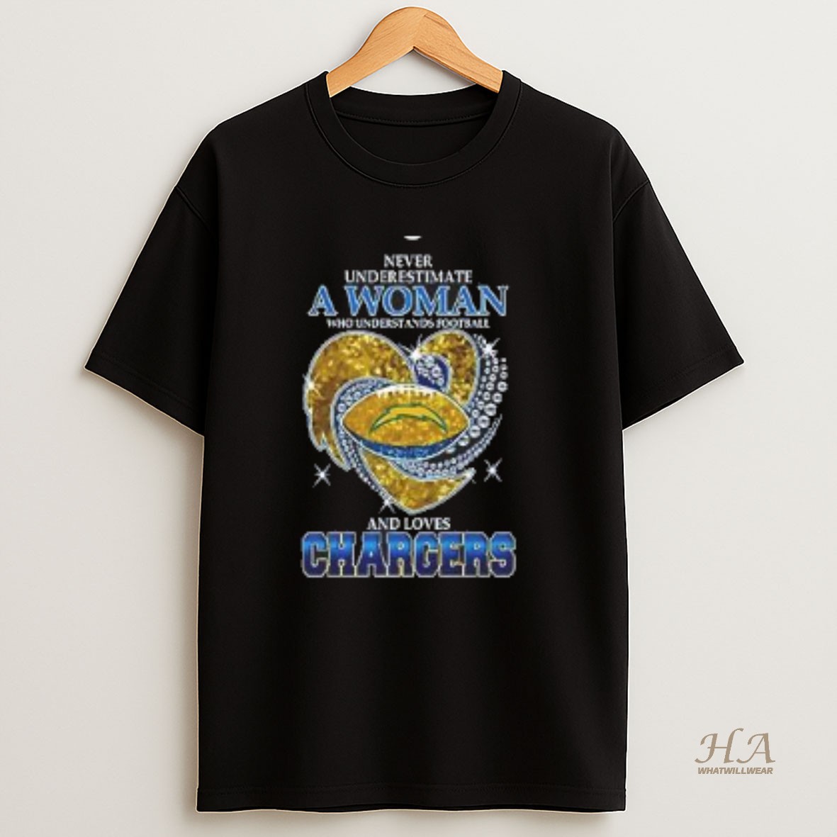 Official Nice Never Underestimate A Woman Who Understands Football And Loves Los Angeles Chargers Style T Shirt