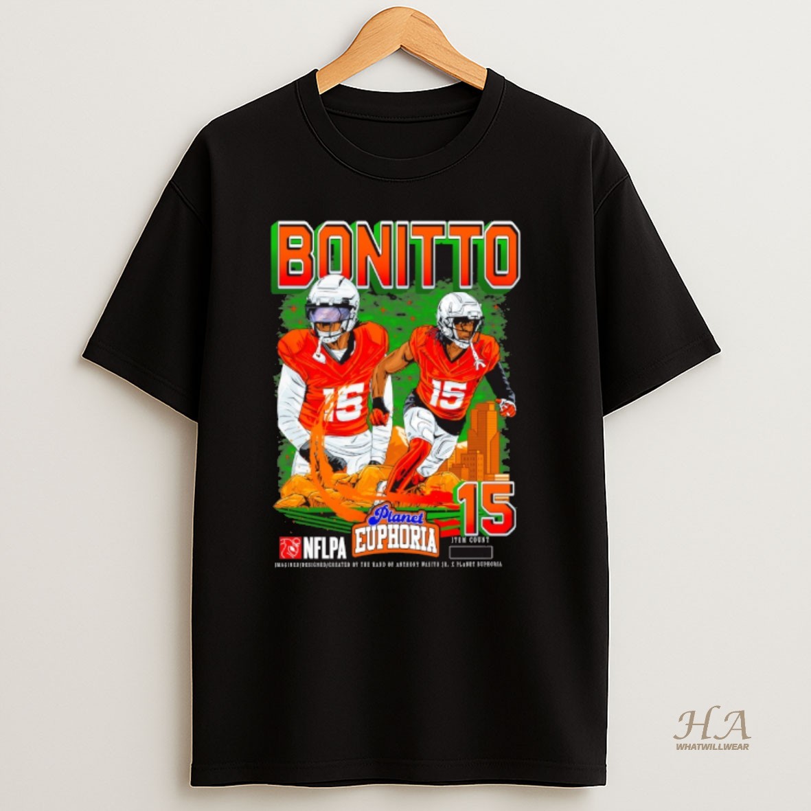 Official Nik Bonitto V2 Denver Broncos Nfl Planet Euphoria Artwork T Shirt