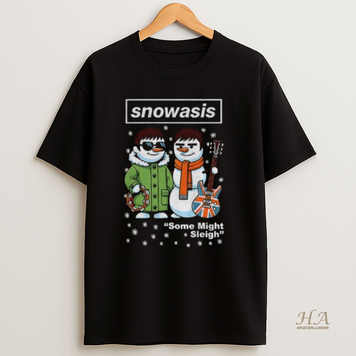 Official Oasis Band X Snowman Snowasis Some Might Sleigh Merry Christmas T Shirt
