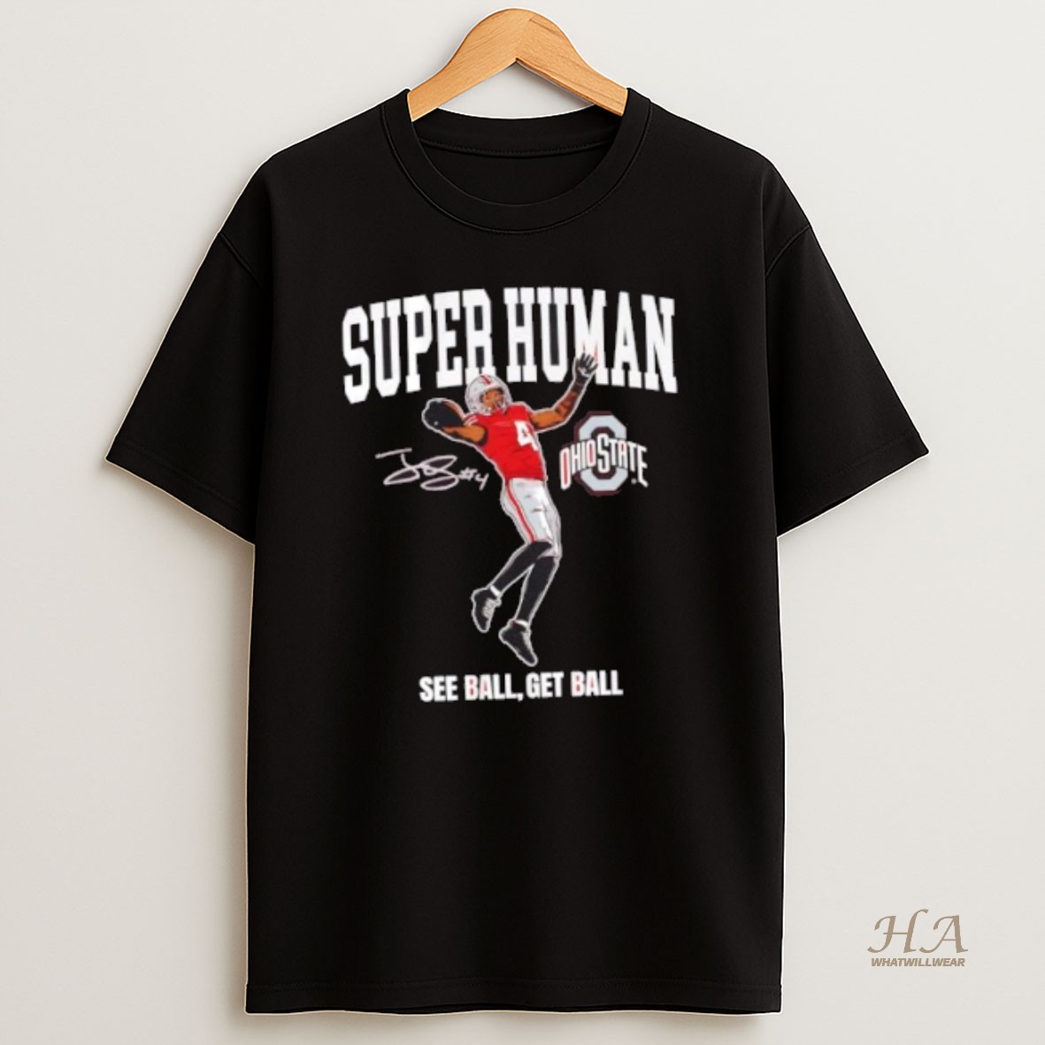 Official Ohio State Buckeyes Football Jeremiah Smith Superhuman Signature T Shirt