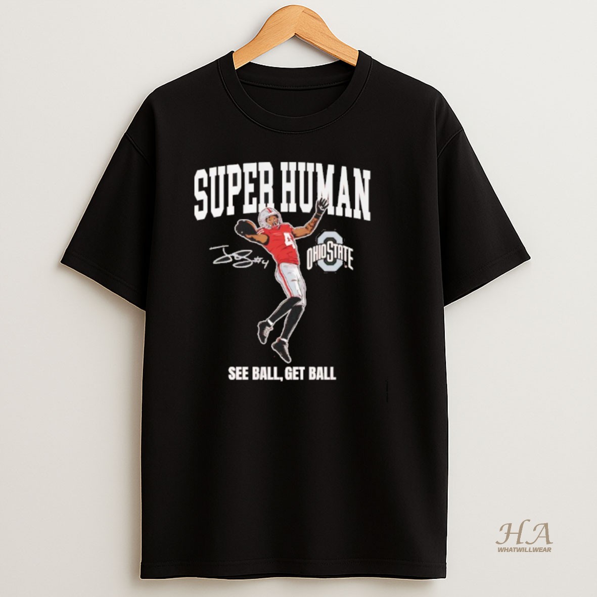 Official Ohio State Jeremiah Smith Superhuman See Ball Get Ball Signature T Shirt