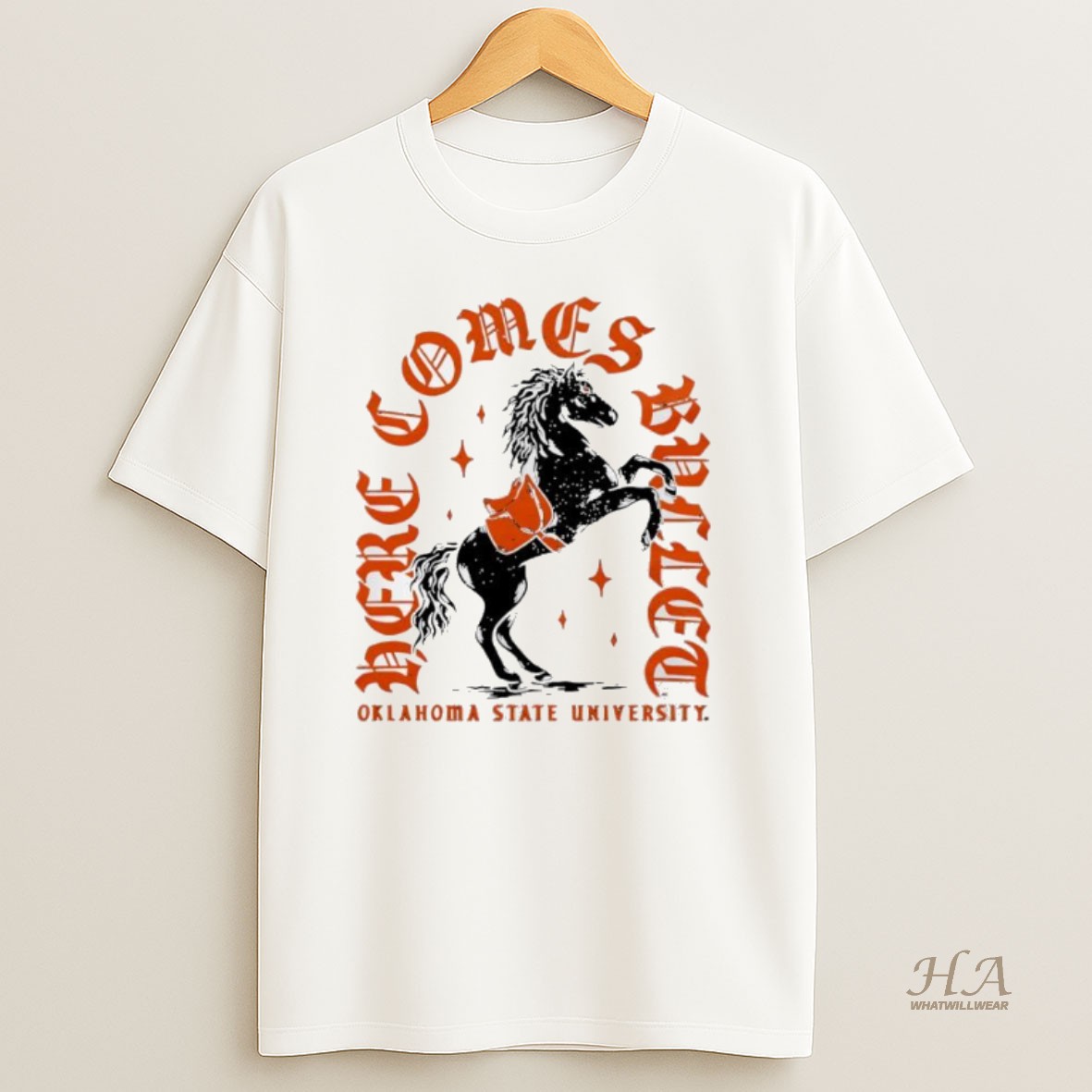 Official Oklahoma State University Here Comes Bullet Horse T Shirt