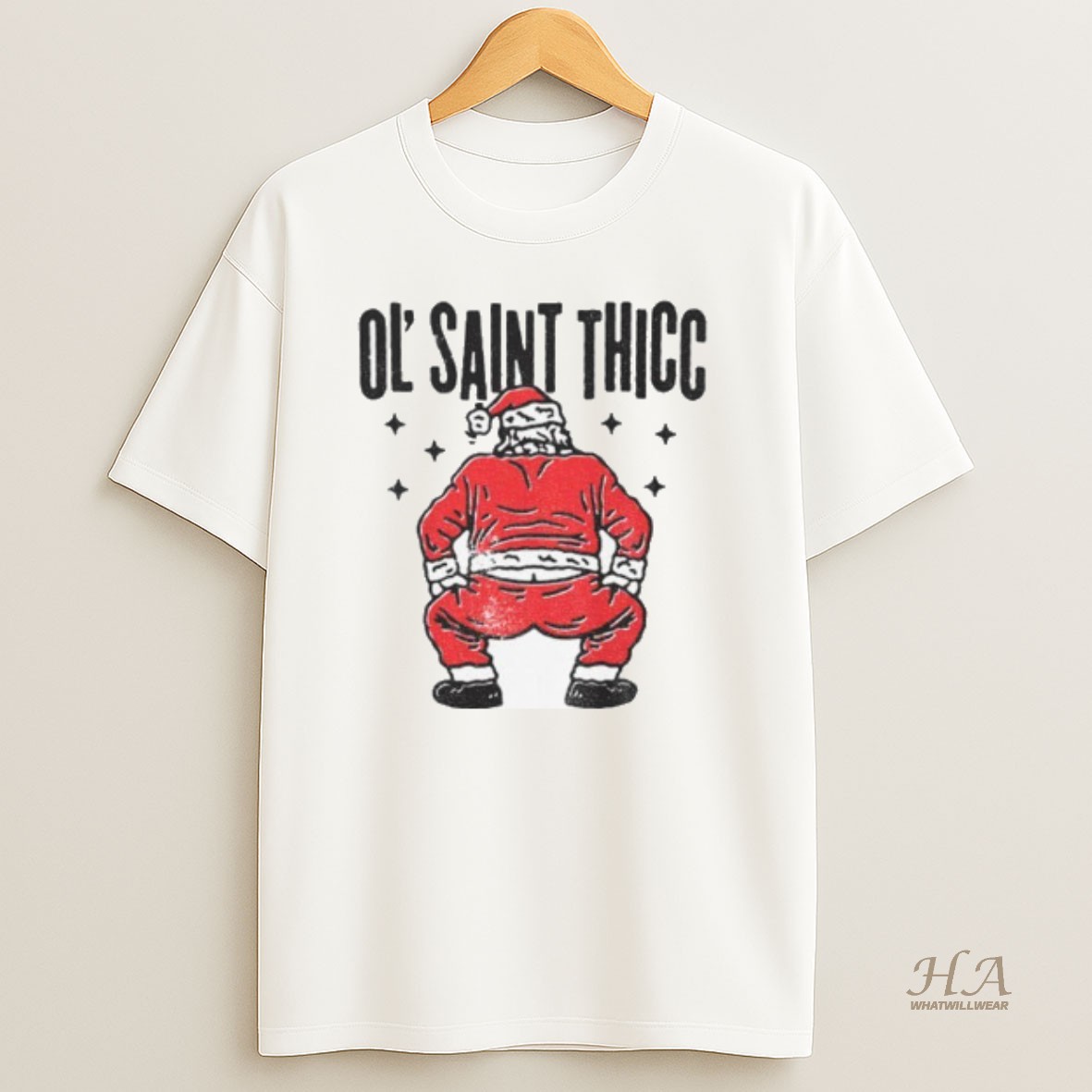Official Ol Saint Thicc Christmas Funny Santa T Shirt