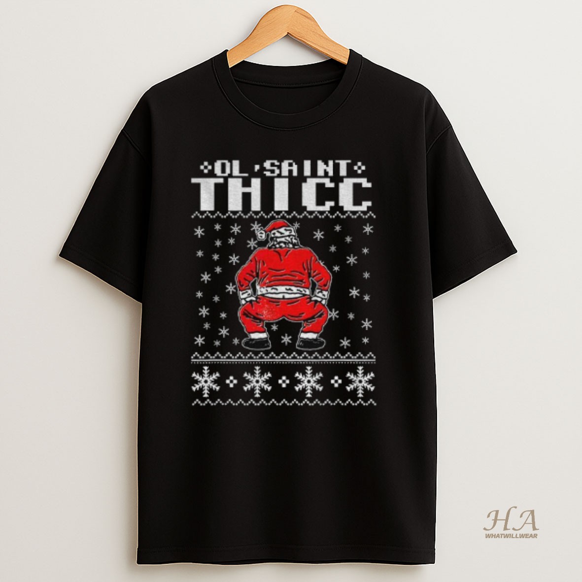Official Ol Saint Thicc Funny Twerkin Santa Christmas T Shirt