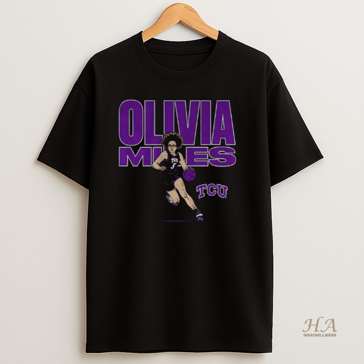 Official Olivia Miles Name Pose Tcu Horned Frogs Basketball Wnba T Shirt